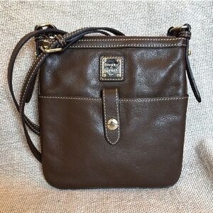 Dooney & Bourke Pebble Grain Letter Carrier Crossbody Brown Leather with COA